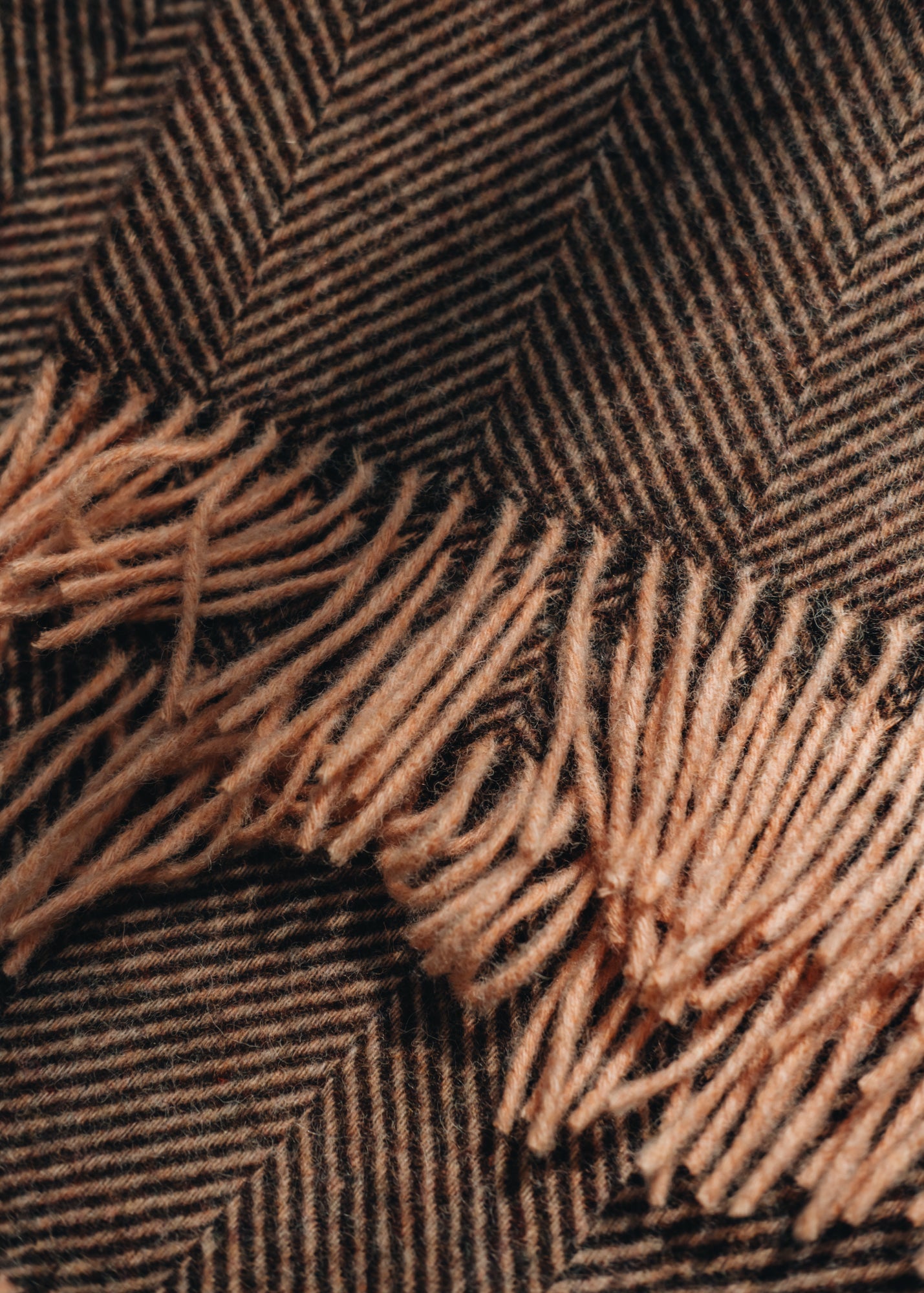 Bronte Moon Herringbone Throw in Chocolate Orange