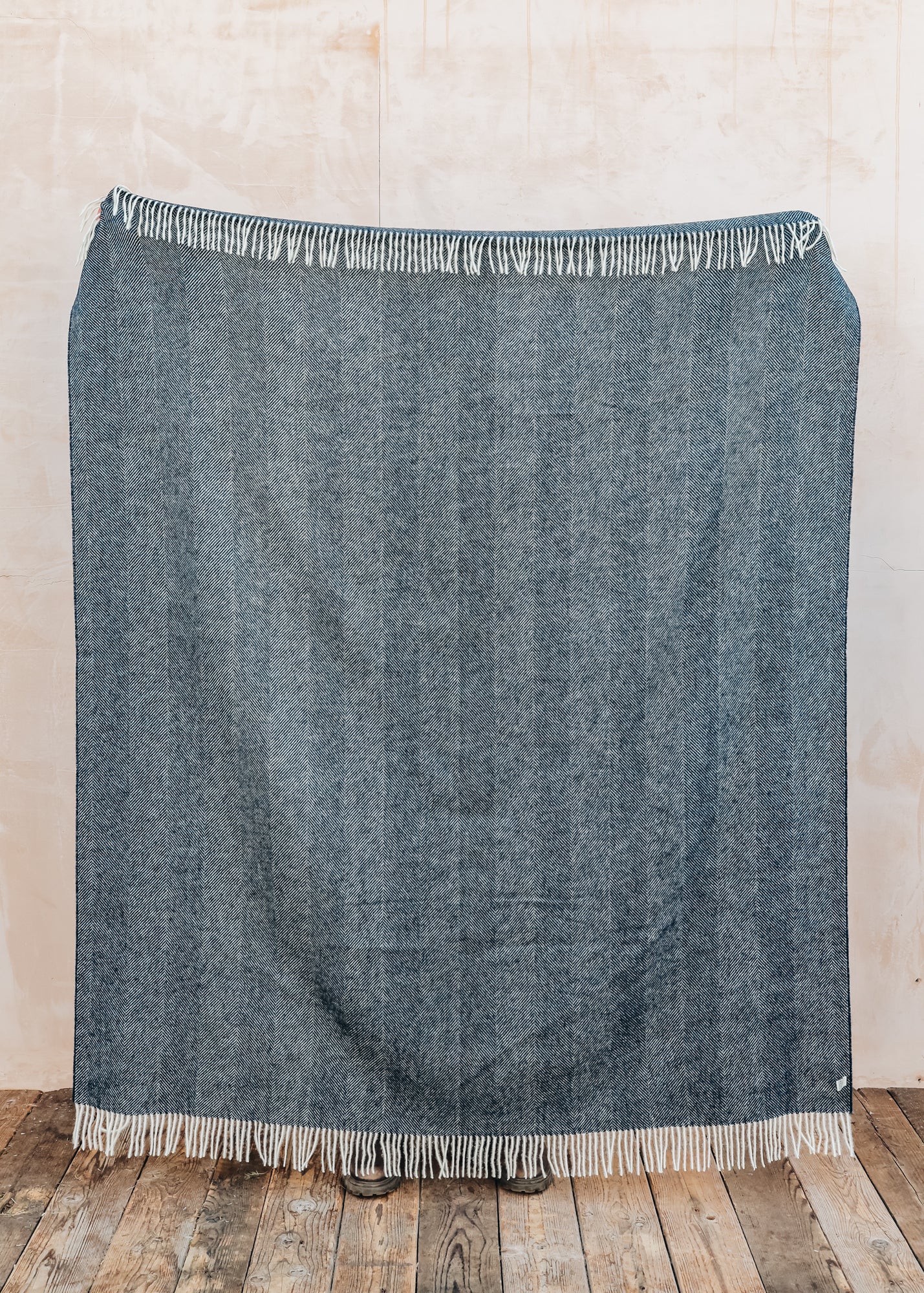Herringbone Throw in Navy Blue