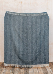 Herringbone Throw in Navy Blue