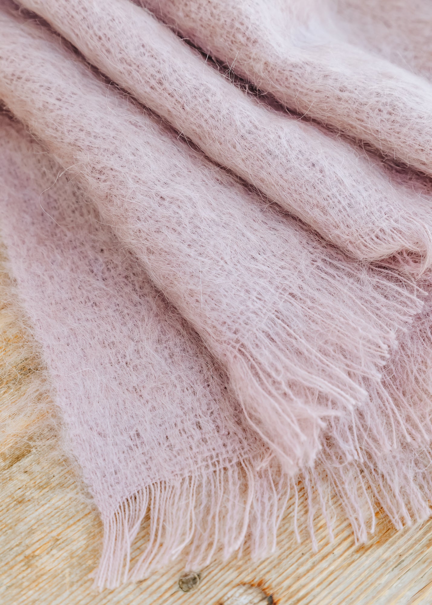 Bronte Moon Mohair Throw in Dusty Pink