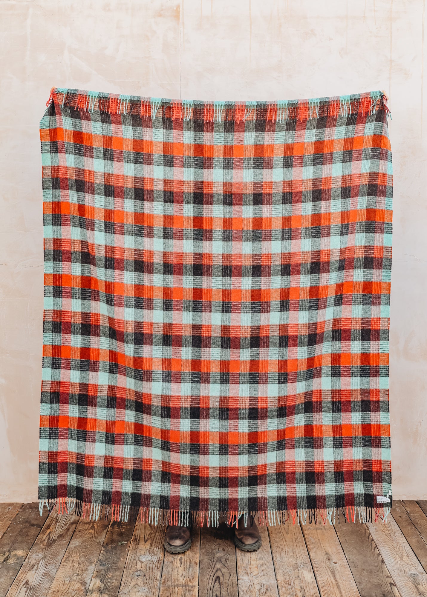 Patchwork Throw in Orange Rust