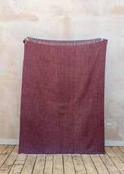 Burford Garden Co. Red Burgundy Donegal Style 2 Wool Blanket Throw