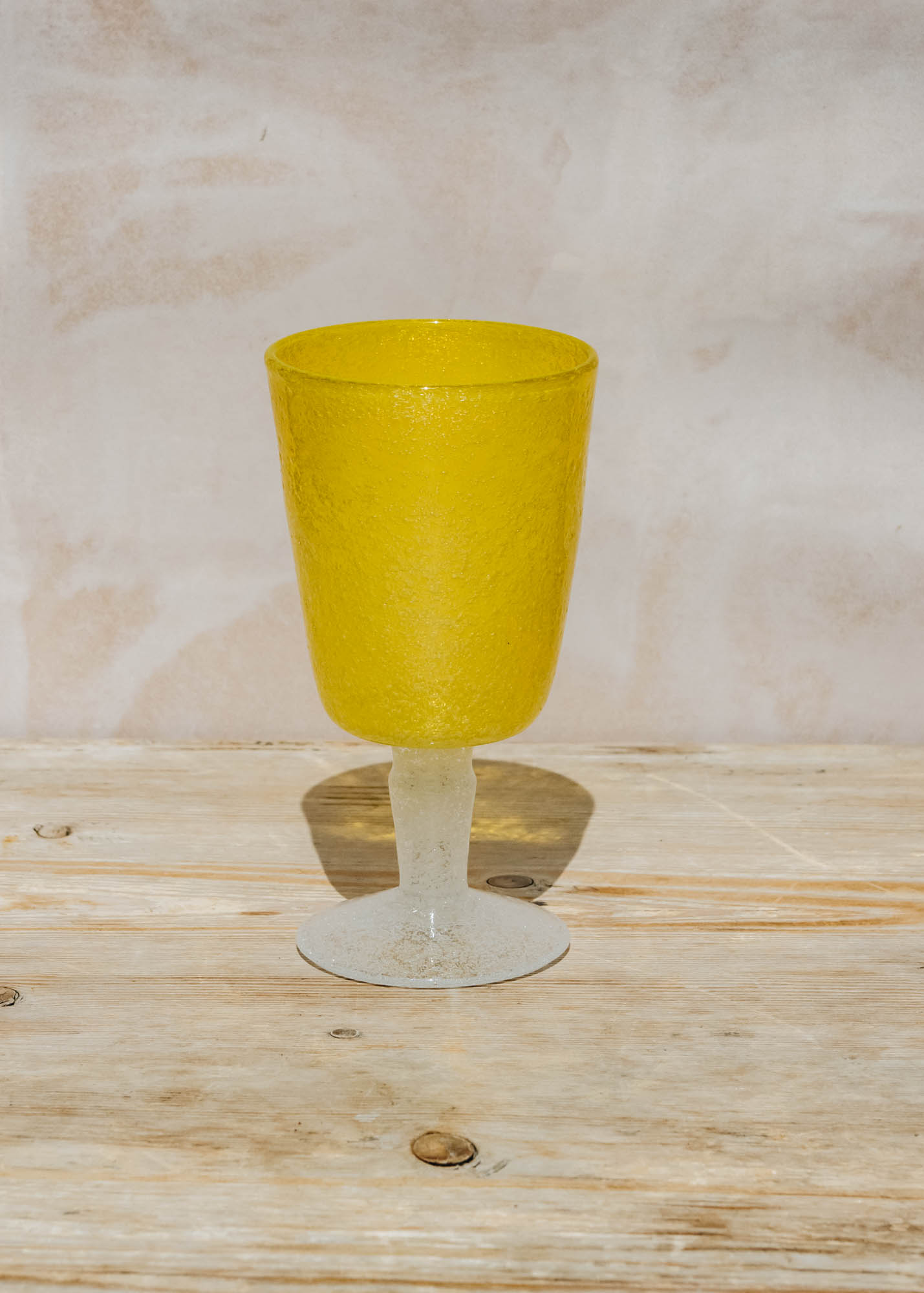 Memento Bubble Glass Goblet in Yellow