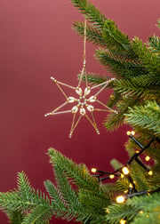 Alara Beaded Star Ornament in Silver