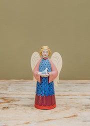 Bungalow Angel with Dove Candle Holder in Ruby, 20cm
