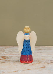 Bungalow Angel with Dove Candle Holder in Ruby, 20cm