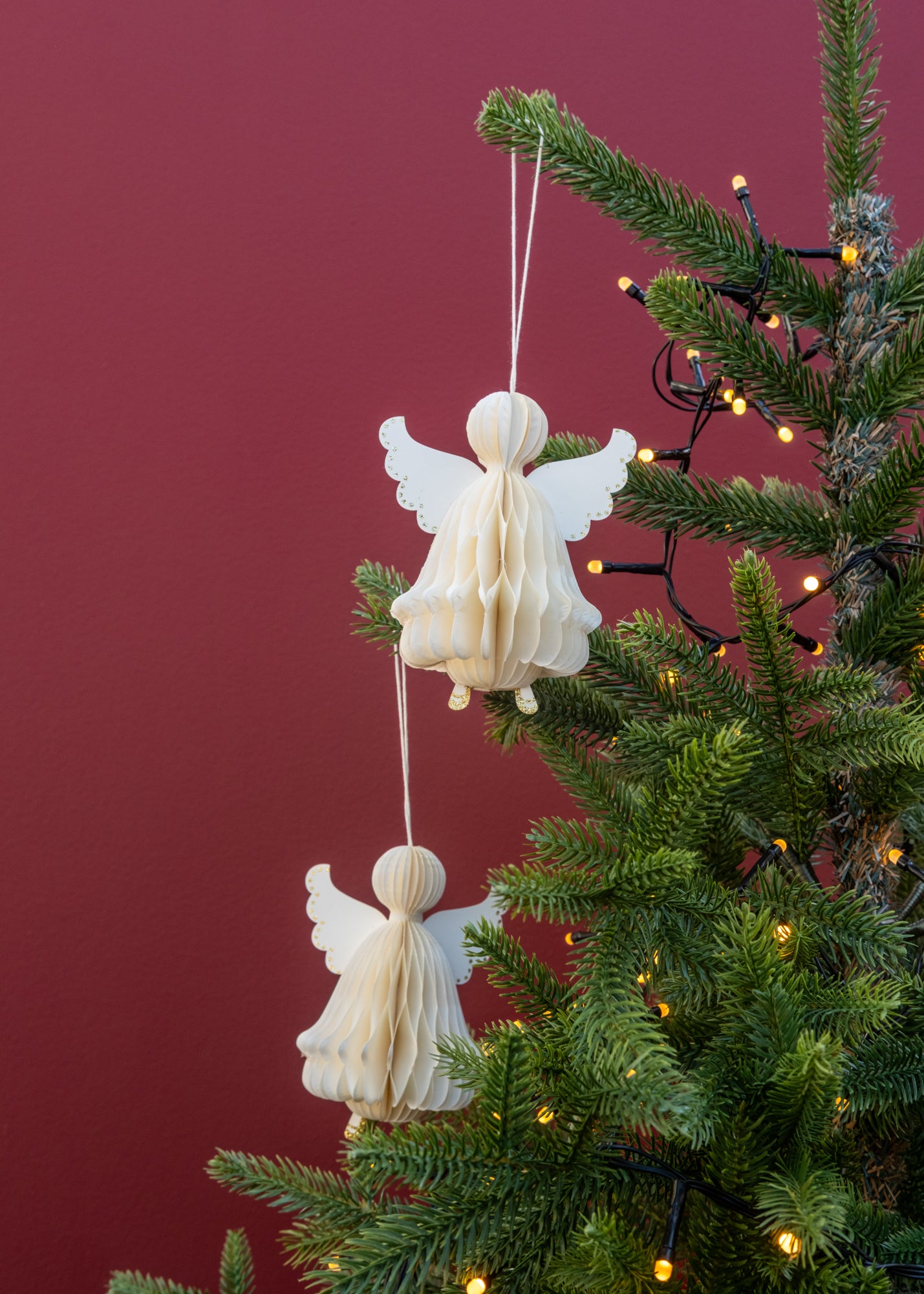 Angel Honeycomb Decoration in Cream, pack of two
