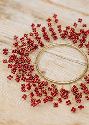 Bungalow Beaded Candle Ring in Ruby, 7cm