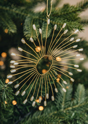Bungalow Beaded Orb Ornament in Pearl, 13cm