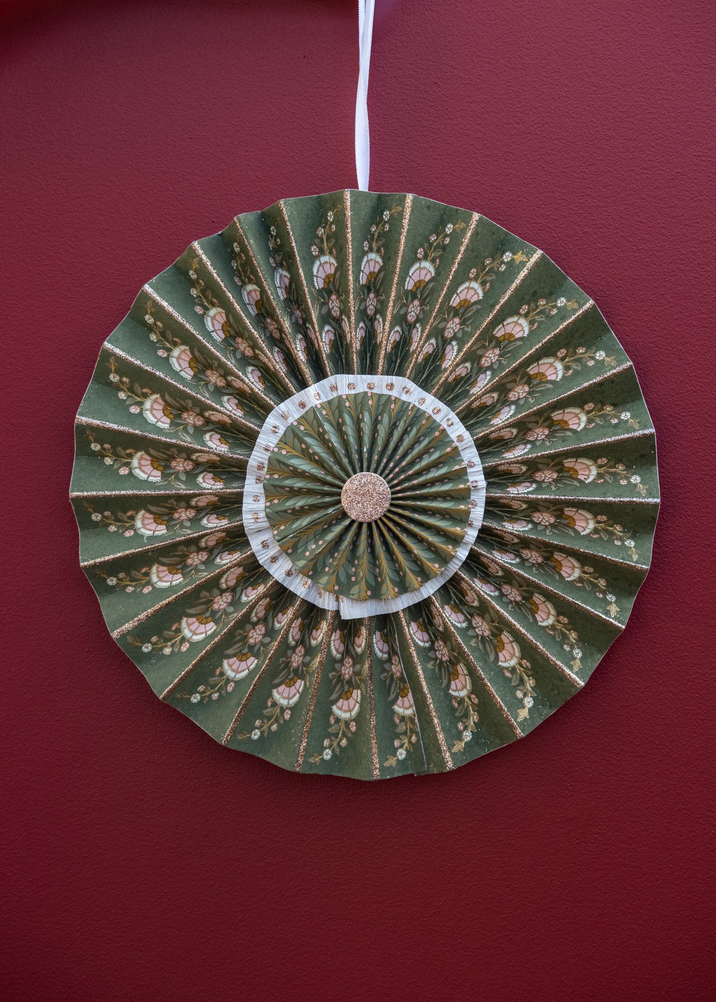 Calla Paper Rosette in Olive, 30cm