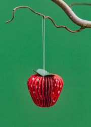 Bungalow Cerise Paper Strawberry Decorations, set of three