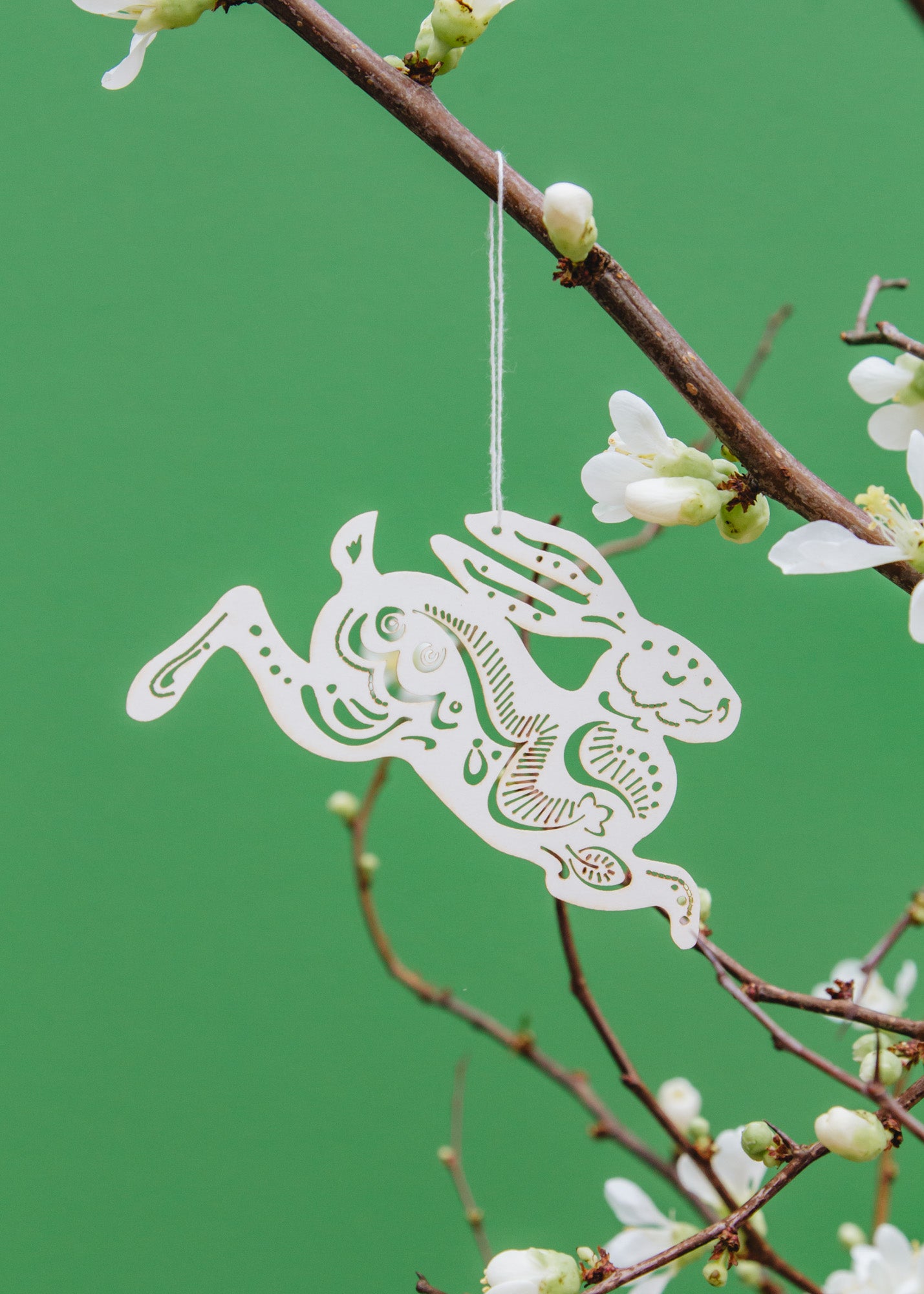 Bungalow Hare Paper Decorations in Off White, set of three