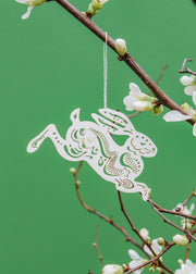 Bungalow Hare Paper Decorations in Off White, set of three