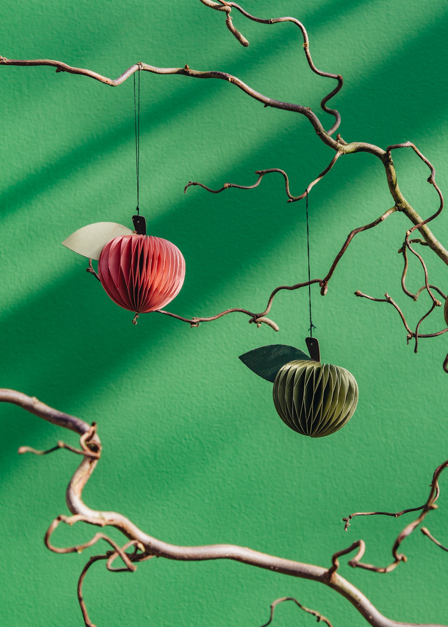 Ivy and Cerise Paper Apple Decorations, set of two
