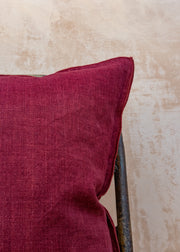 Bungalow Wine Linen Cushion