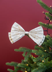 Mara Paper Bow in Cream and Gold, 20cm