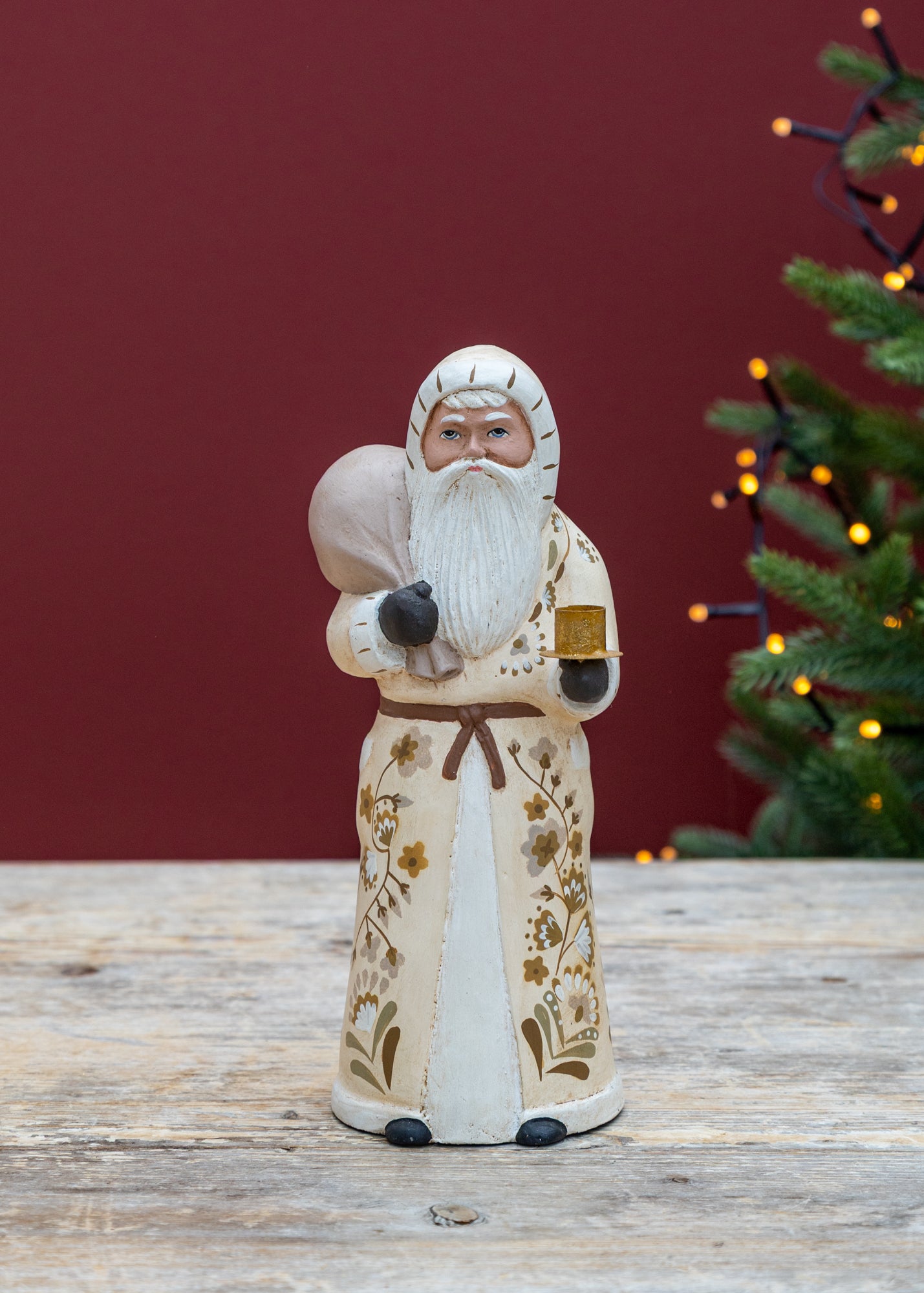 Marigold Santa Candleholder in Vanilla, 22cm