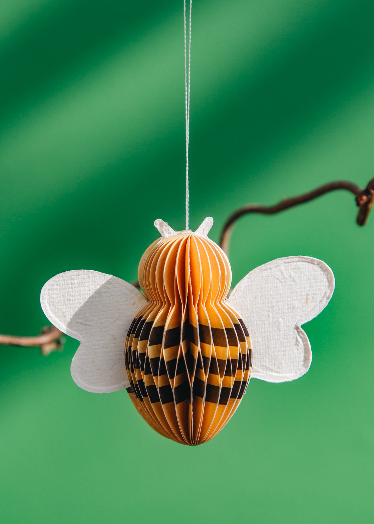 Bungalow Paper Bee Decorations in Honey, set of three