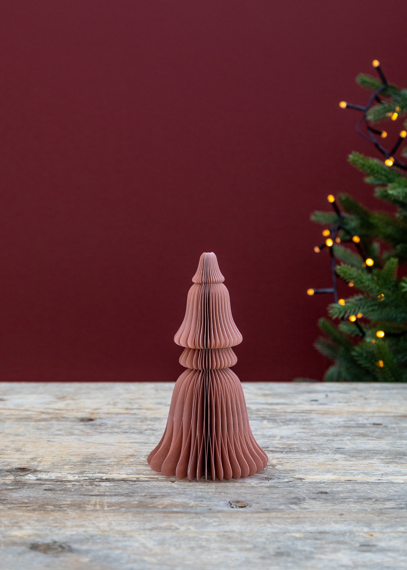 Paper Scotch Tree Decoration in Tea Rose, 16cm