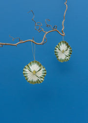 Seggiano Rosette Flower Paper Decoration in Green 11cm, pack of two