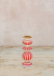 Books Striped Candle Holder in White and Red, 15cm
