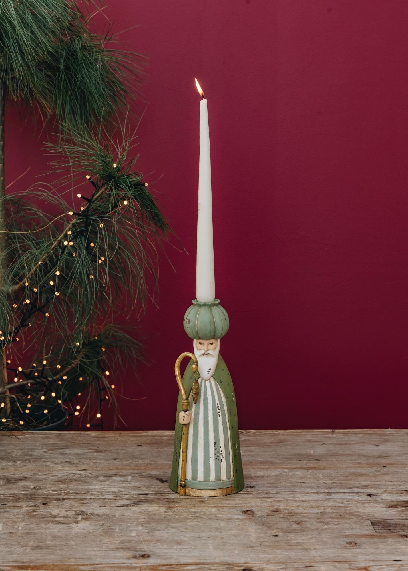 Bungalow Ivy Wise King with Green Hat Candleholder