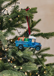 Books Glass Blue Truck Decoration