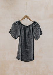 Burford Garden Co. Ellie Gathered Neckline Top in Dark Mud