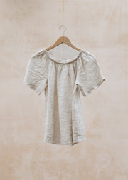 Ellie Gathered Neckline Top in Natural