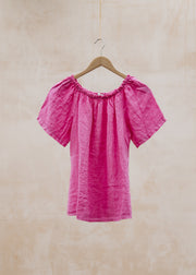 Ellie Gathered Neckline Top in Pink