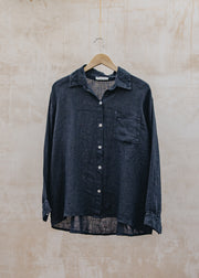 sandraalexandra Filippa Boxy Shirt in Dark Navy Linen