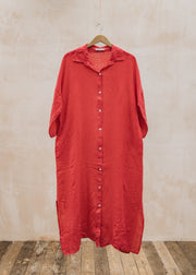 sandraalexandra Finty Oversized Long Shirt Dress in Fragola Red