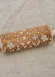 Burford Garden Co. Gingerbread and Candy Cane Print Small Rolling Pin