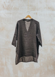 Burford Garden Co. Grandad Shirt in Chocolate Brown