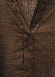 Burford Garden Co. Grandad Shirt in Chocolate Brown