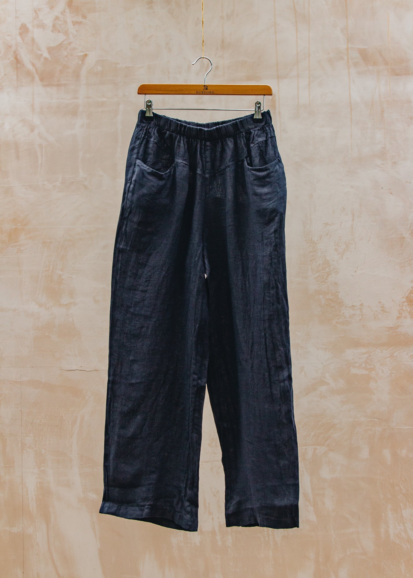 Long Trousers in Dark Navy Linen
