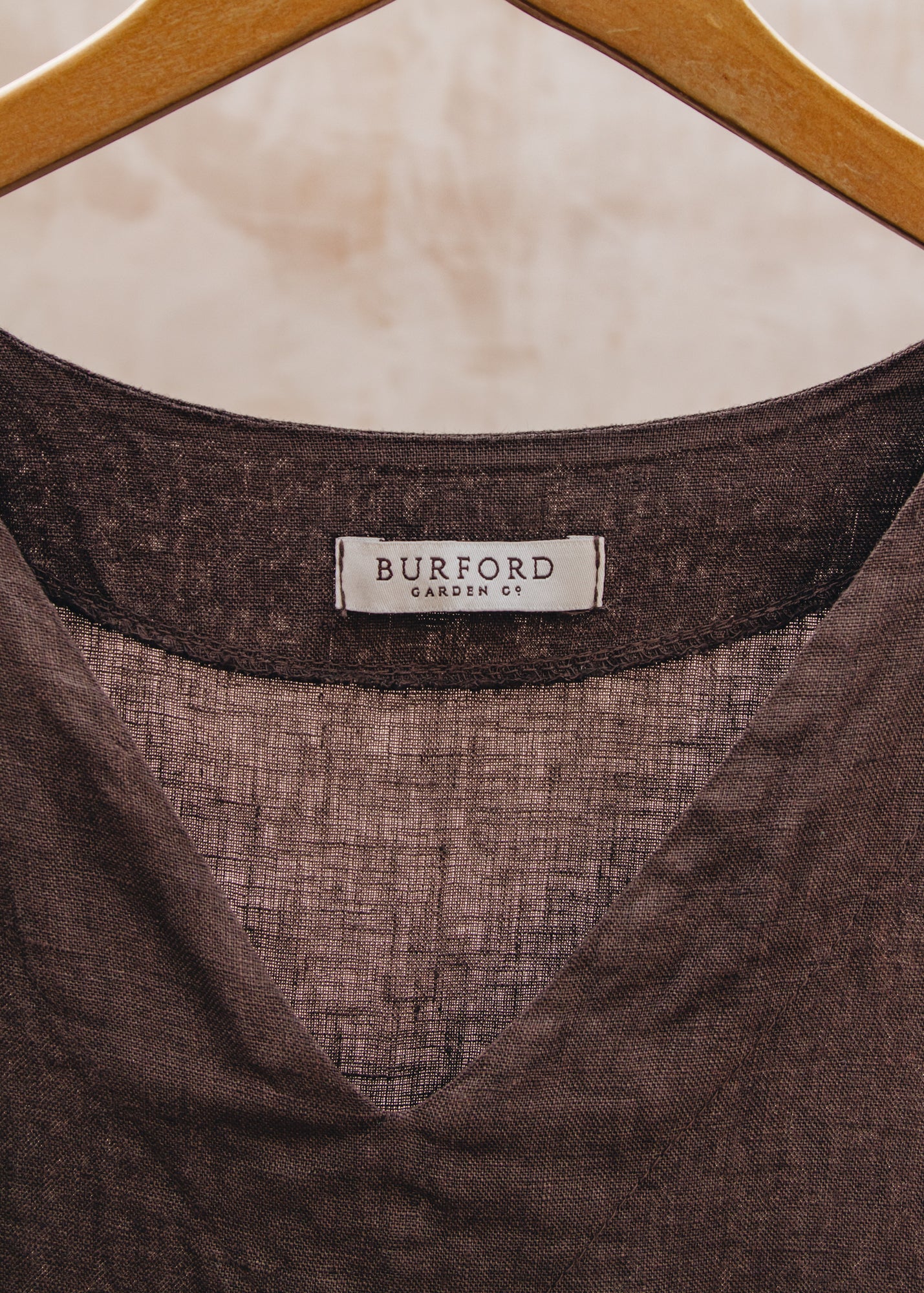 Burford Garden Co. Midi V-Neck Dress in Chocolate Brown