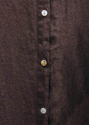 Burford Garden Co. Oversized Long Shirt Dress in Chocolate Brown