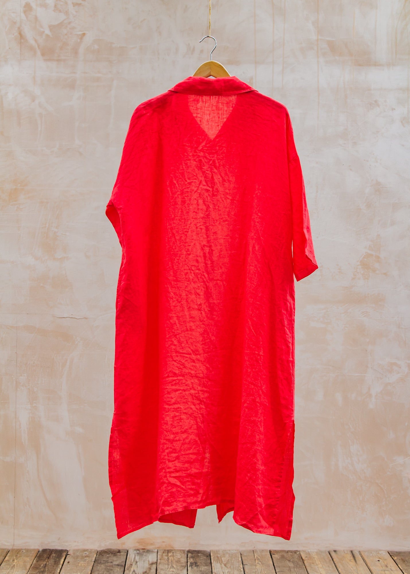 Burford Garden Co. Oversized Long Shirt Dress in Fragola Red