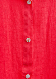 Burford Garden Co. Oversized Long Shirt Dress in Fragola Red