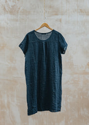 Burford Garden Co. Round Neck Dress with Pockets in Dark Navy