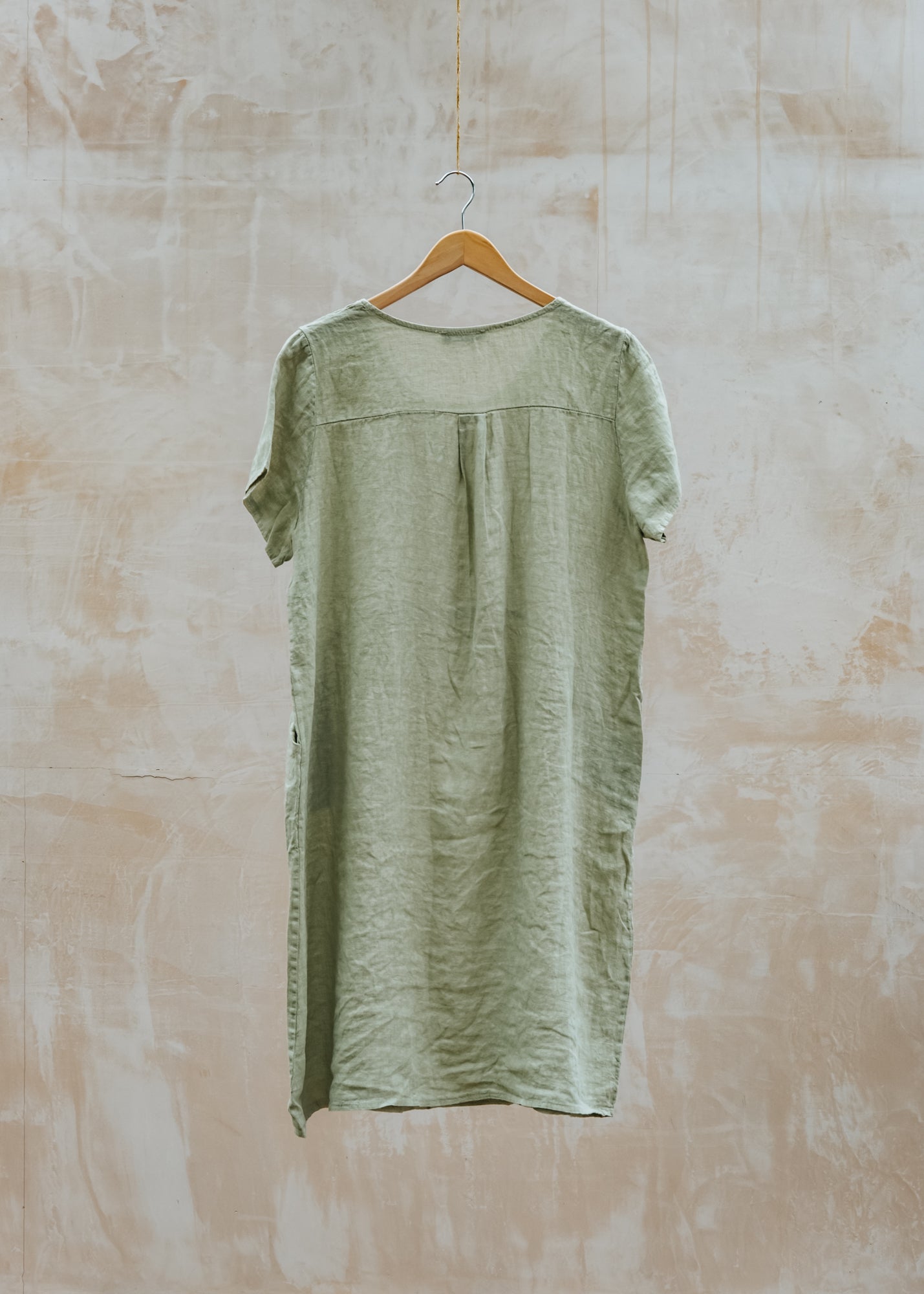 Burford Garden Co. Round Neck Dress with Pockets in Leek
