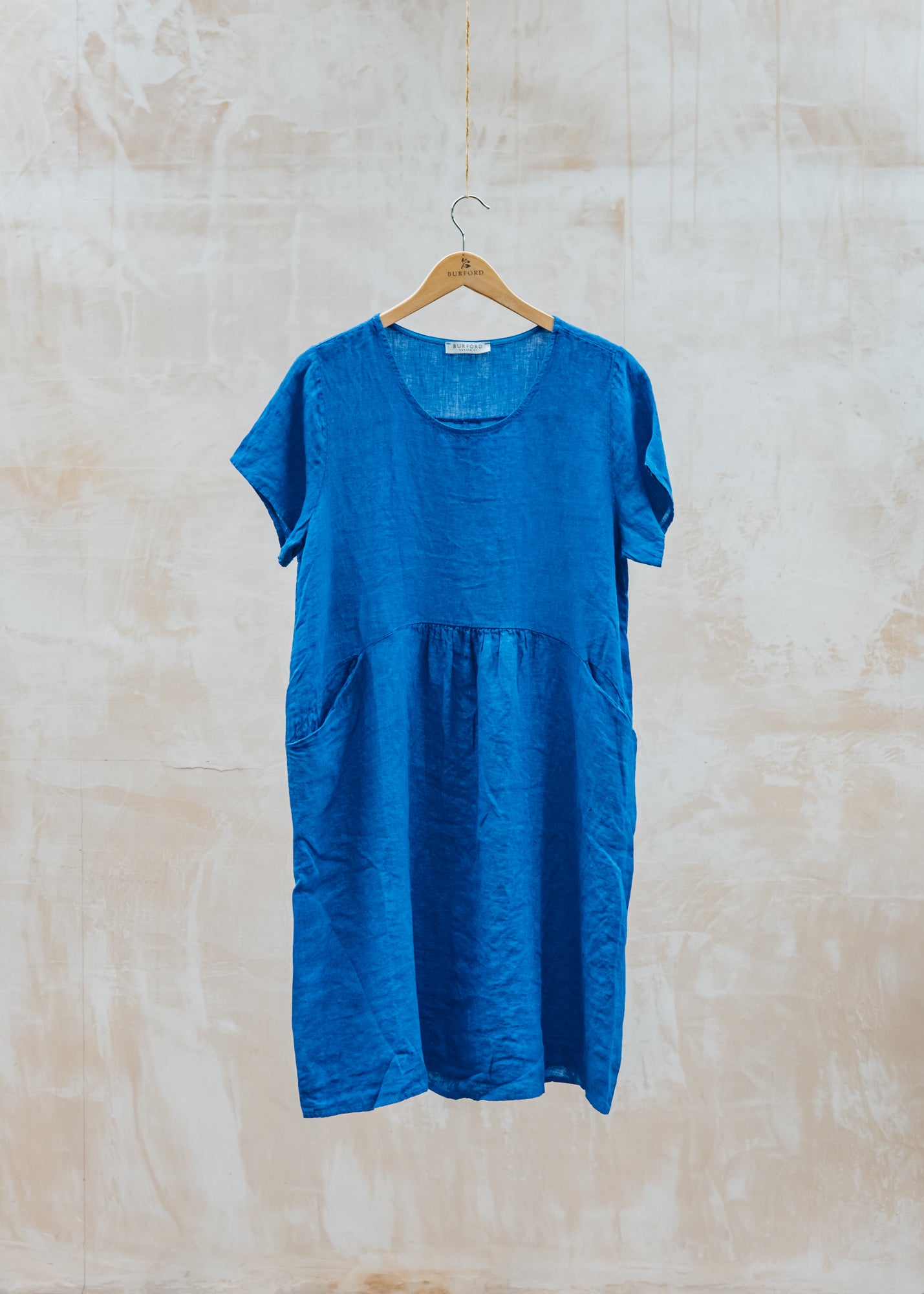 Round Neck Dress with Pockets in Royal Blue