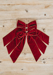 Burford Garden Co. Bordeaux Velvety Gold Edged Bows, set of three