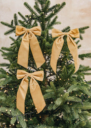 Burford Garden Co. Sand Velvety Gold Edged Bows, set of three