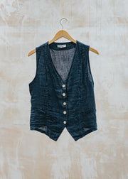 Kitty Waistcoat in Dark Navy Linen