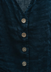 Burford Garden Co. Kitty Waistcoat in Dark Navy Linen