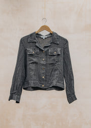 Western Linen Kara Jacket in Dark Mud