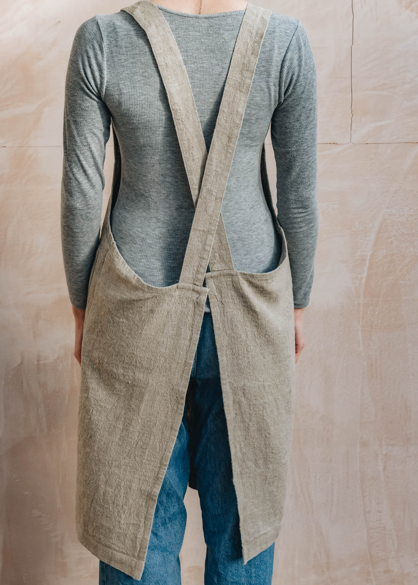 Baltic Flax Textured Natural Linen Crossback Apron