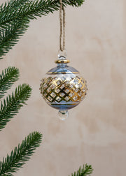 Unique Treasures Byzantine Glass Bauble in Blue and Gold